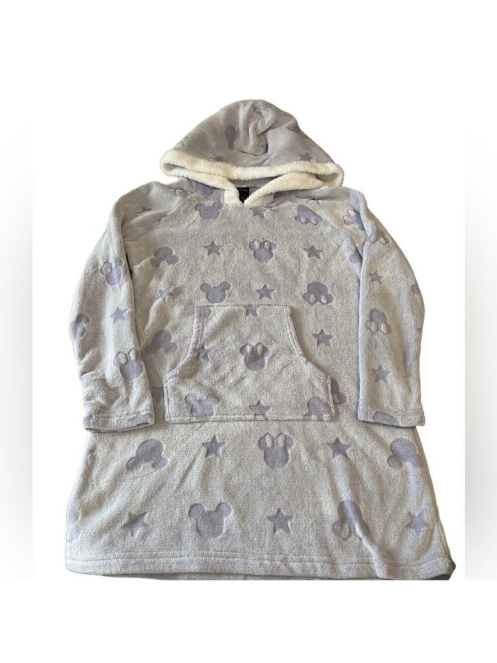 Disney Lavender Minnie Mouse Logo Velour Kangaroo Pocket Hoodie Size Small